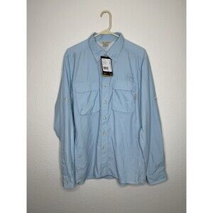 NWT EXOFFICIO Air Strip LS Vented Shirt Sz M Blue UPF 30 Quick Dry Lite Weight